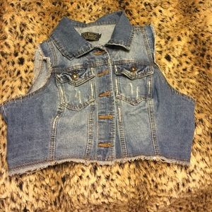 Crop vest jean jacket