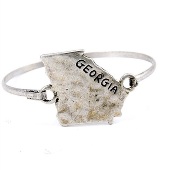 Silver Hammered Georgia State Bracelet
