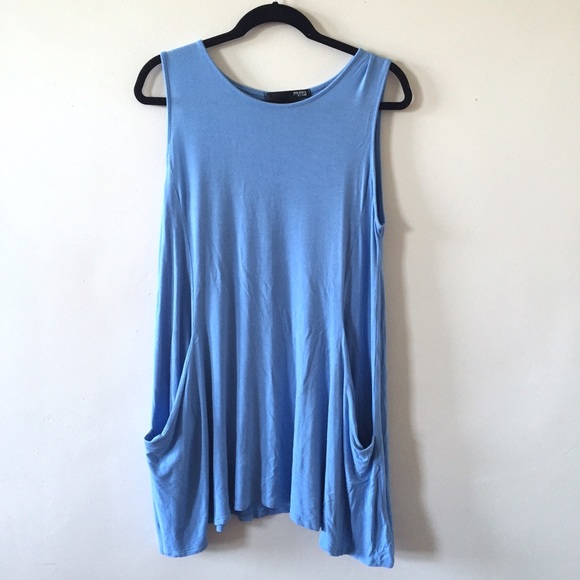 Baby Blue Jersey Dress with Pockets