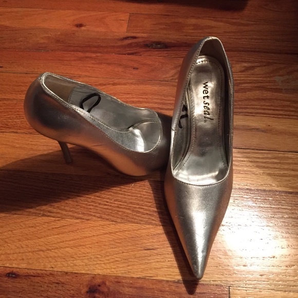 Silver high heels