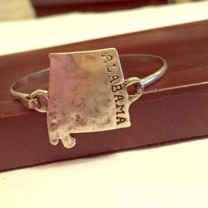 Silver Hammered Alabama State Bracelet