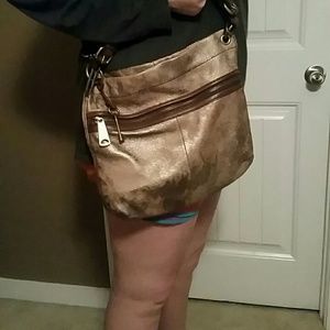 Fossil cross body purse pretty gold metallic cross