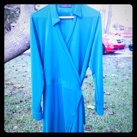 Teal faux wrap dress