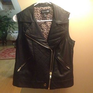 Black faux leather Vest