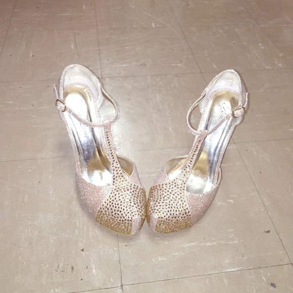 Gold Women's Studded Heals