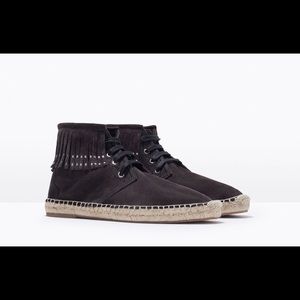 Zara fringe leather suede ankle boots