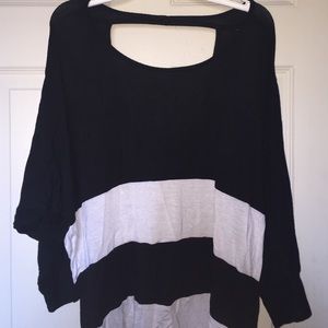 Bebe Black and White cut out shoulder top
