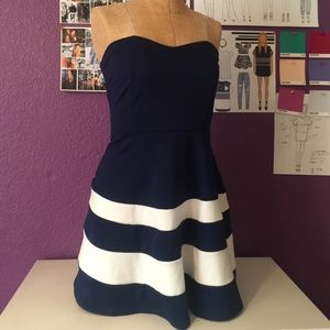 Navy blue double striped dress