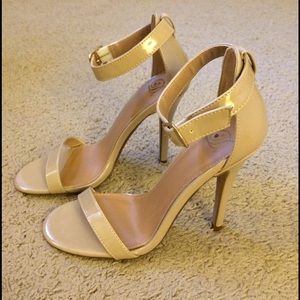 Single strap nude heels