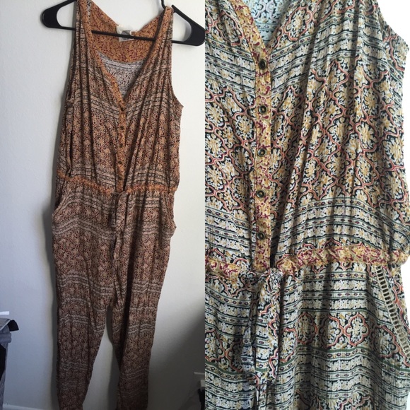 Anthropologie Tribal Print Jumpsuit