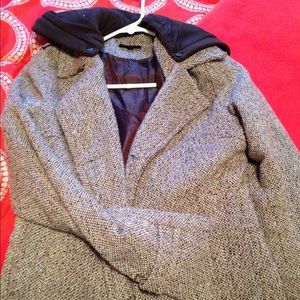 Brown pea coat with hood