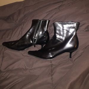 Two inch heel black boots (patten leather)