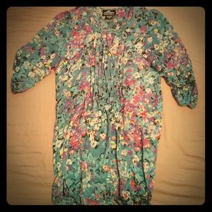 Super cute blouse teal floral print