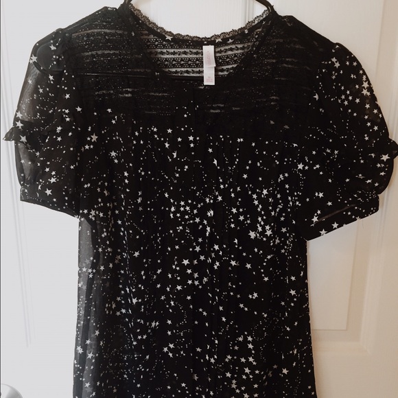 Xhilaration Star Dotted Sheer Lace Blouse