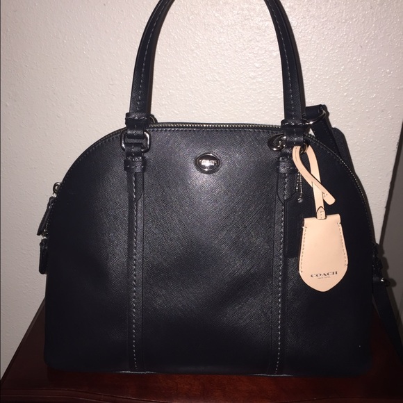 SOLD BLACK LEATHER COACH DOME SATCHEL SOLD