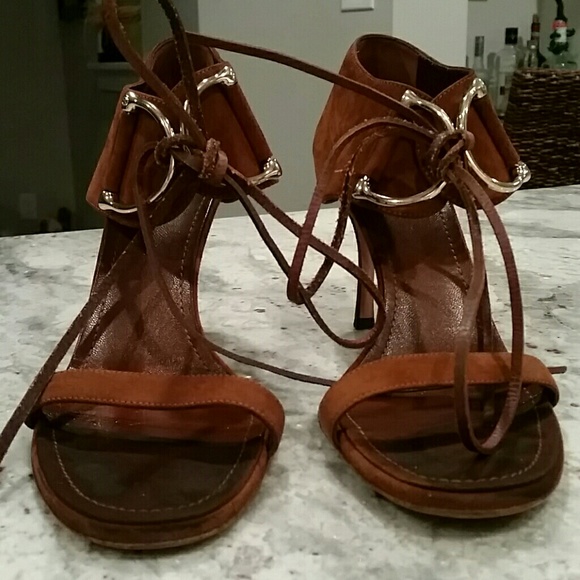 GUCCI suede & gold heels sold on ebay