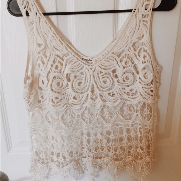 Lace See-Through Crop Tank