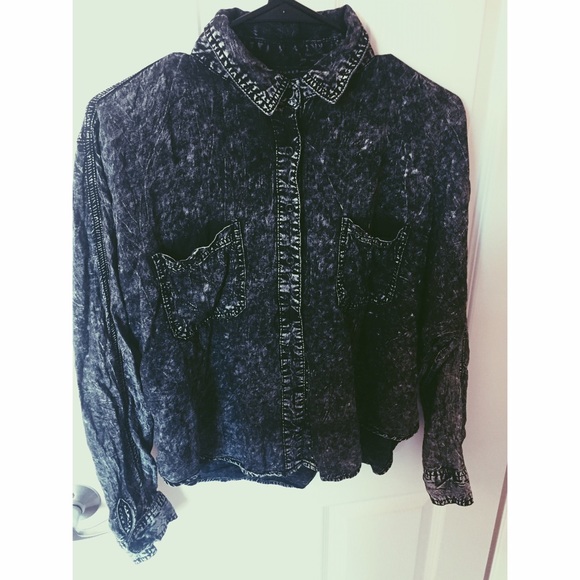 Black & Grey Acid Wash Button Up