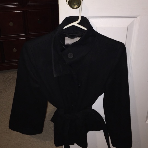 Short black wool coat
