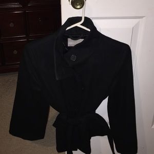 Short black wool coat