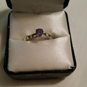 Natural Tanzanite and white gold ring