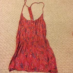 Red racer back tank top