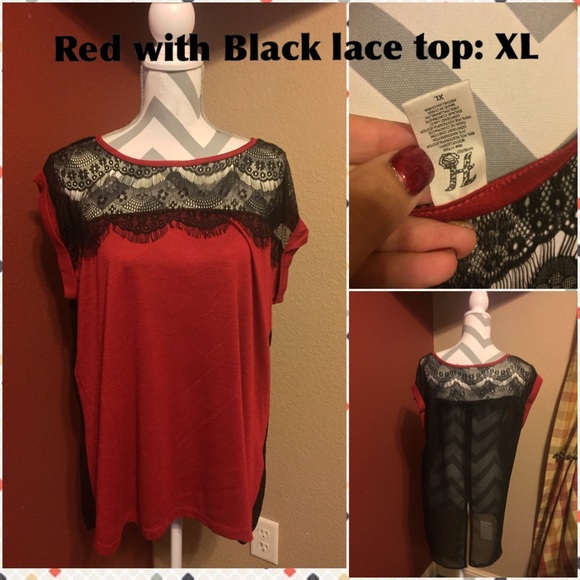 Red and Black tunic style top.