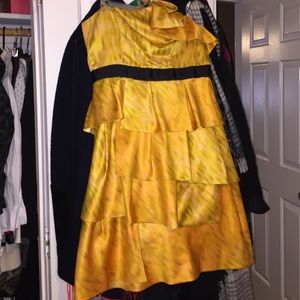Yellow one shoulder cocktail dress