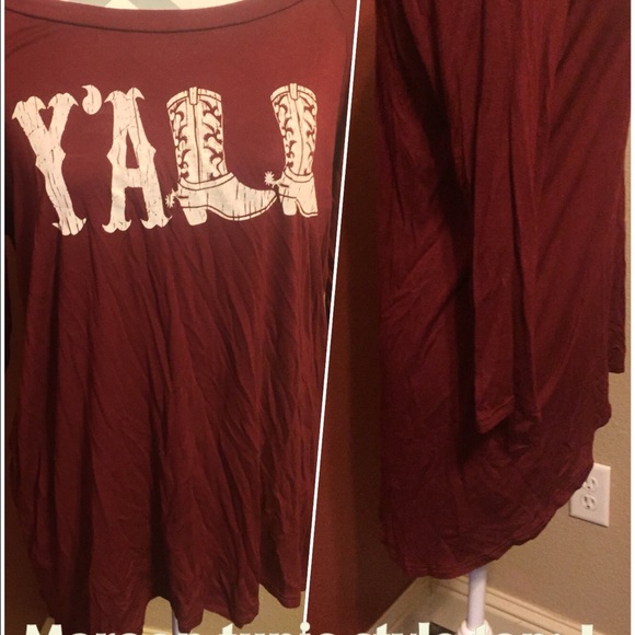 Aggie Maroon 'Y'all' style top.