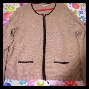 Taupe Thick Knit Zippered Cardigan/sweater