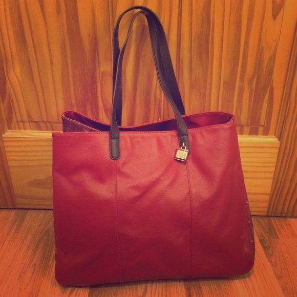 Tommy Hilfiger Red Coated Canvas Logo Tote