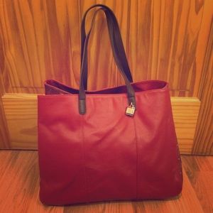 Tommy Hilfiger Red Coated Canvas Logo Tote