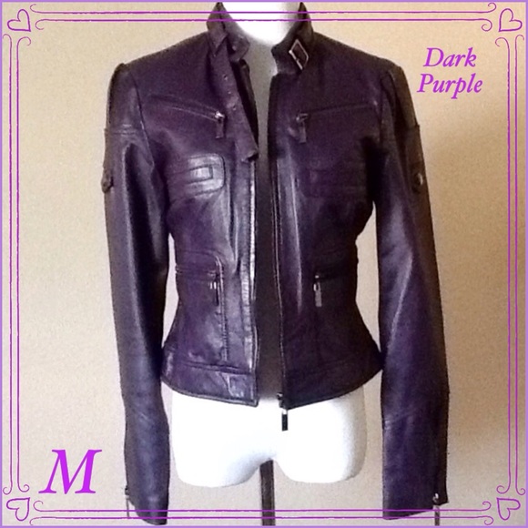 dark purple leather jacket