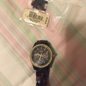 Brown and Gold Fossil watch
