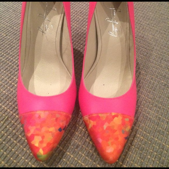 Neon pink heels.