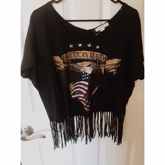 Forever 21 American Beauty Fringe Crop Top