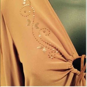 Tan with gold accent design Blouse