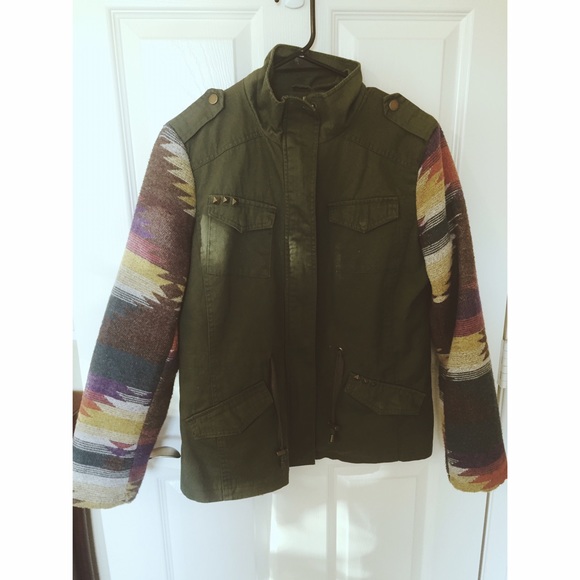 Aztec Olive Green High Neck Jacket