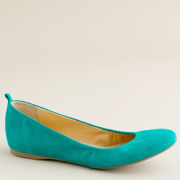 J. Crew Shoes - J Crew Cece Suede Chrome Green Ballet Flat Shoes