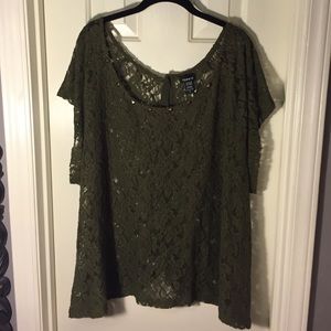 Torrid Army Green Lace Top