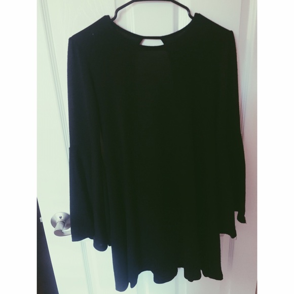 Buffalo Exchange Vintage Fan Sleeve Black Dress