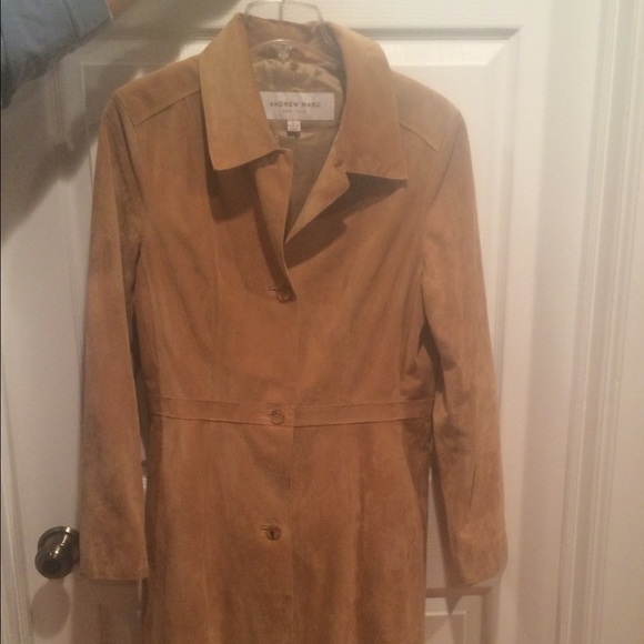 Knee length suede jacket