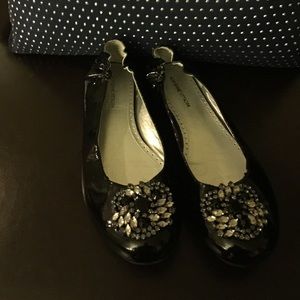 Adrienne Vittadini black patent leather flats.
