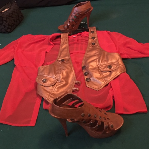 Long sleeve silk shirt with vest