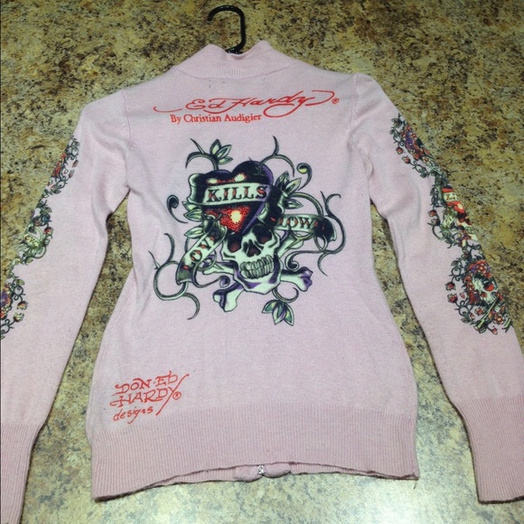 Ed Hardy Pink Sweater Size Small