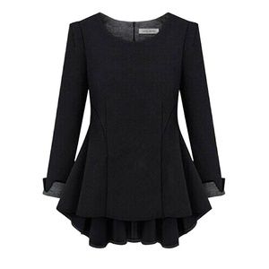 Long sleeve black peplum top