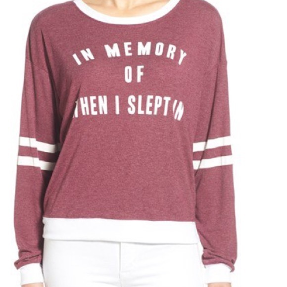 NWOT WILDFOX BURGUNDY AND WHITE LONG SLEEVE