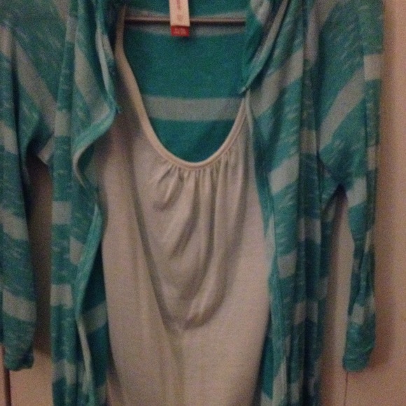 Shirt with cardigan attached inside