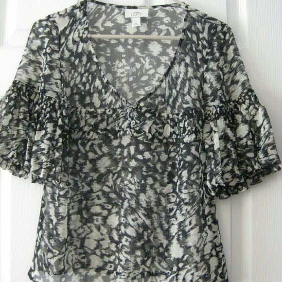 Loft Womens print Sheer Shirt Top Size XS - Picture 1 of 1
