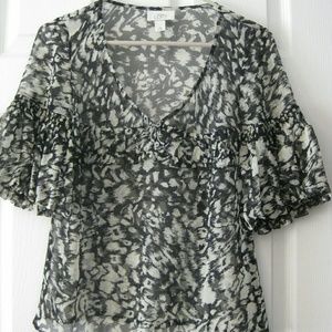 Loft Womens print Sheer Shirt Top Size XS